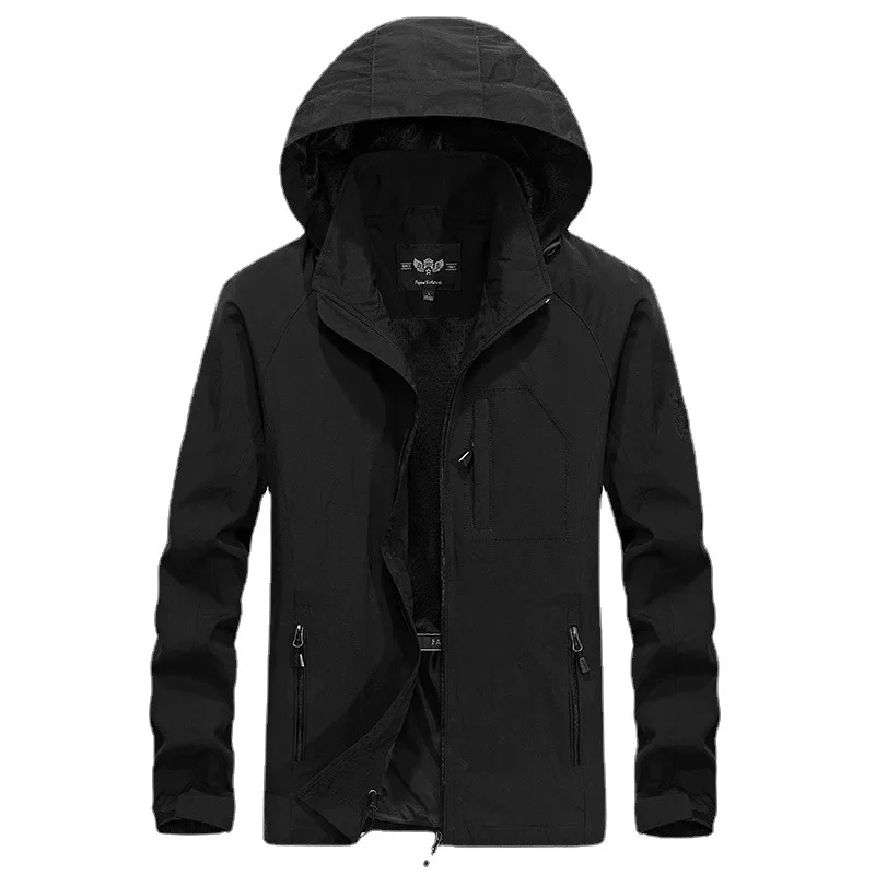 Herren leichter winddichter Shell‑Hoodie mit Mesh‑Futter, Kapuze und verstellbarem Saum Drune