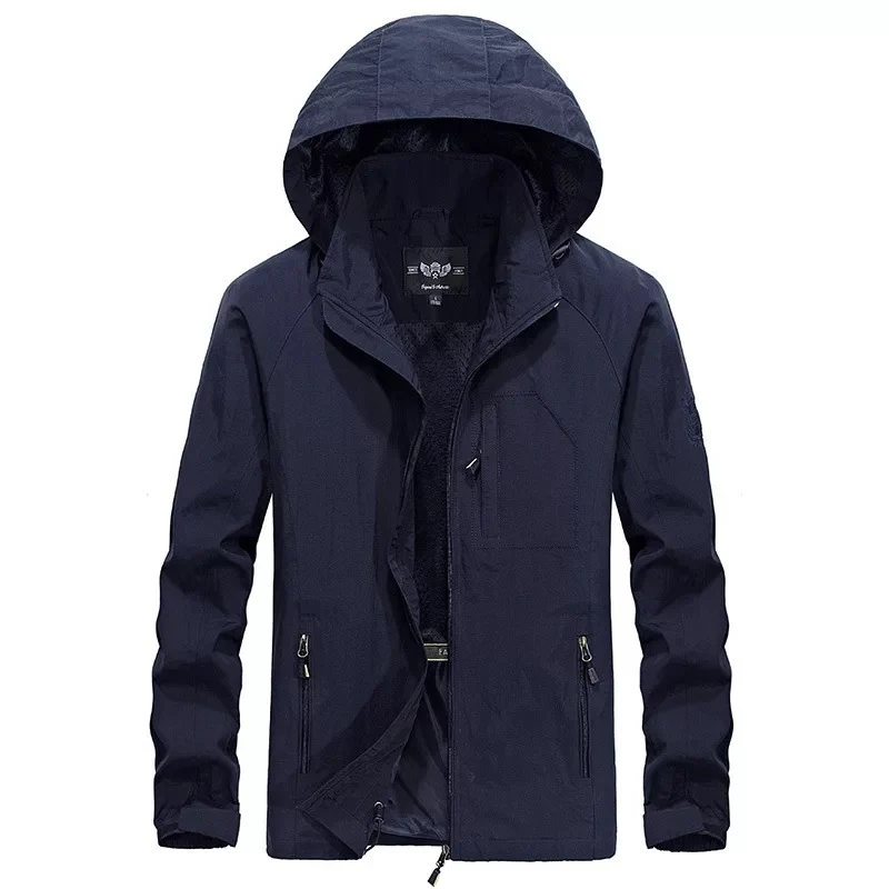 Herren leichter winddichter Shell‑Hoodie mit Mesh‑Futter, Kapuze und verstellbarem Saum Drune