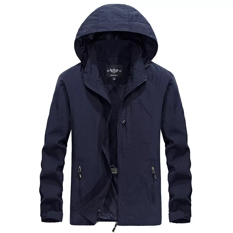 Herren leichter winddichter Shell‑Hoodie mit Mesh‑Futter, Kapuze und verstellbarem Saum Drune
