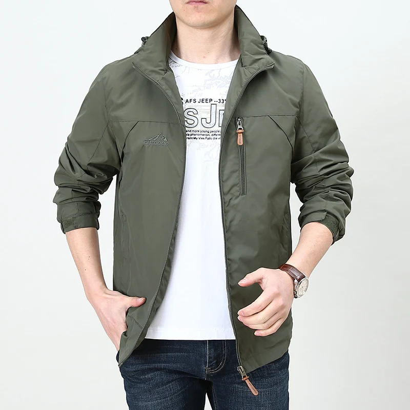 Herren Leichter winddichter Nylon-Blouson mit Stehkragen und Brustreißverschlusstasche Drune