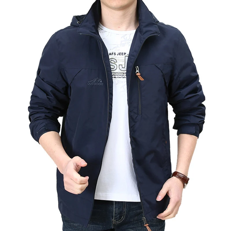 Herren Leichter winddichter Nylon-Blouson mit Stehkragen und Brustreißverschlusstasche Drune