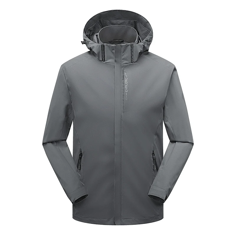 Herren leichter wasserdichter Softshell‑Hoodie mit Kapuze und Tarn‑Hex‑Alloverprint Drune