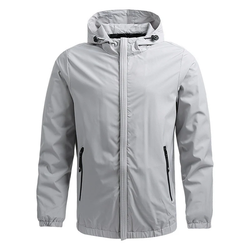 Herren leichter wasserabweisender Kapuzen-Softshellblouson mit Reißverschlusstaschen Drune