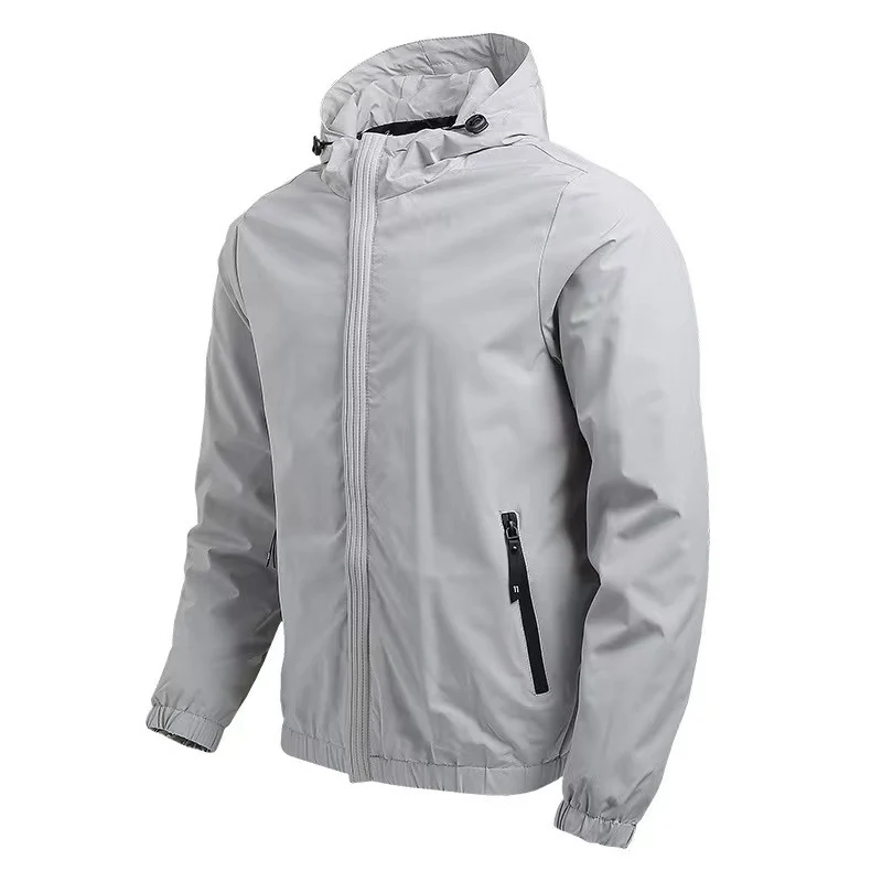 Herren leichter wasserabweisender Kapuzen-Softshellblouson mit Reißverschlusstaschen Drune