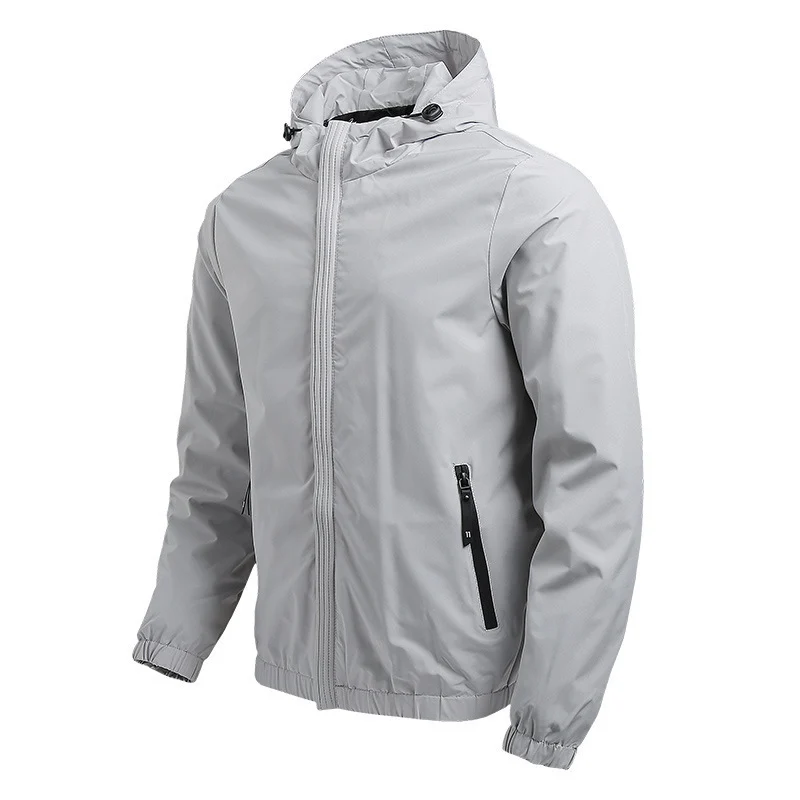 Herren leichter wasserabweisender Kapuzen-Softshellblouson mit Reißverschlusstaschen Drune