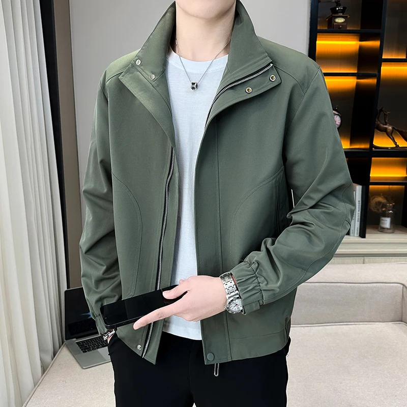 Herren Leichter Utility-Canvas-Blouson mit Stehkragen und elastischen Bündchen Drune