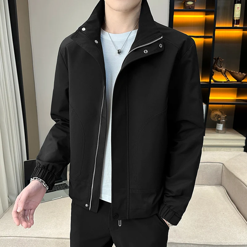 Herren Leichter Utility-Canvas-Blouson mit Stehkragen und elastischen Bündchen Drune