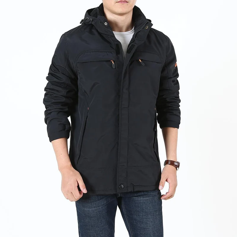 Herren Leichter Softshell-Parka mit Fleecegefütterter Kapuze und Multifunktions‑Taschen Drune