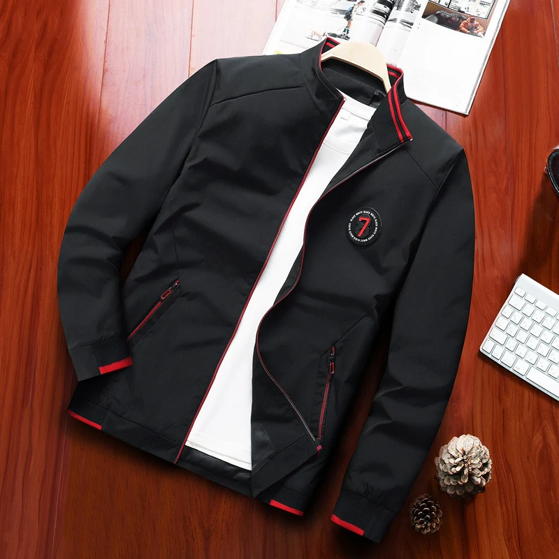 Herren leichter Softshell-Bomber mit Stehkragen und Kontrastpaspeln Drune