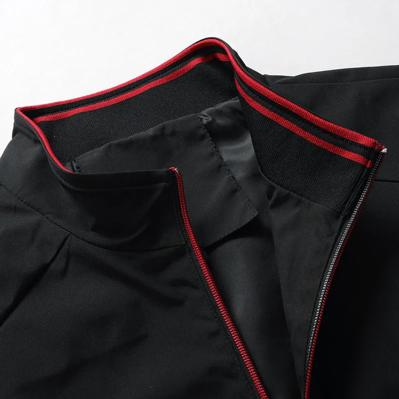 Herren leichter Softshell-Bomber mit Stehkragen und Kontrastpaspeln Drune