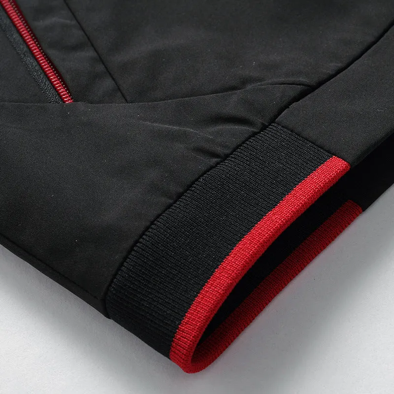 Herren leichter Softshell-Bomber mit Stehkragen und Kontrastpaspeln Drune
