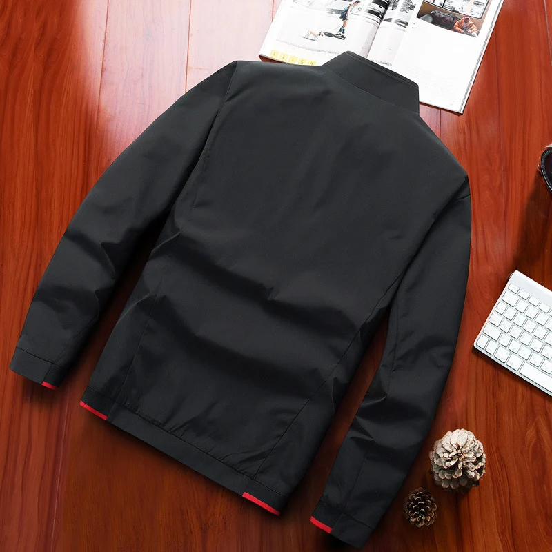 Herren leichter Softshell-Bomber mit Stehkragen und Kontrastpaspeln Drune