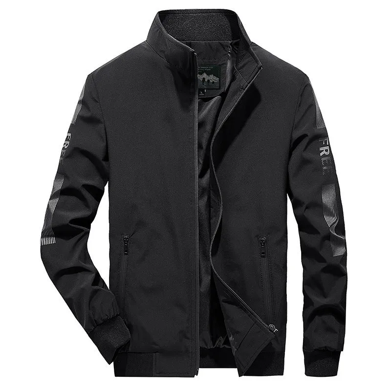 Herren Leichter Softshell-Bomber mit reflektierenden Ärmeldetails und hohem Stehkragen Drune