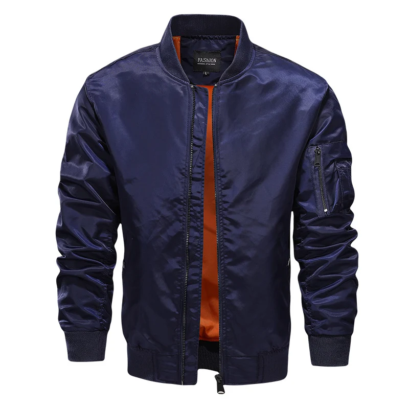 Herren Leichter Nylon‑Bomberjacke im MA‑1‑Stil mit Ärmeltasche und kontrastierendem Innenfutter Drune
