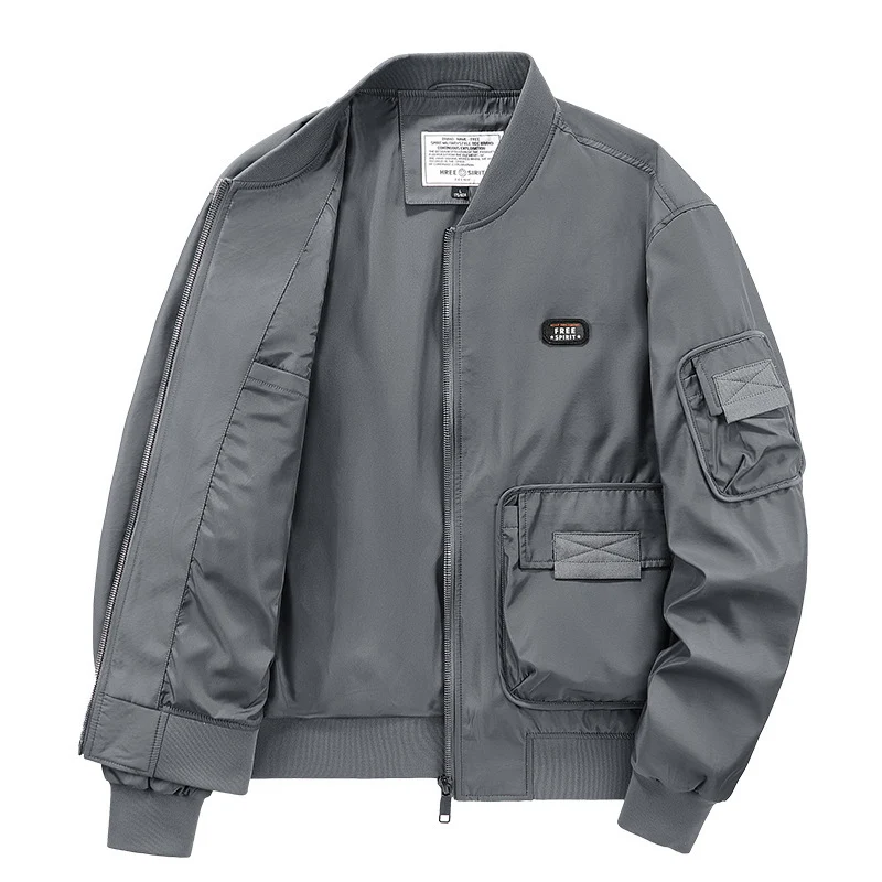 Herren leichter Nylon-Bomber mit Utility‑Taschen, Ärmel‑Organizer und geripptem Saum Drune