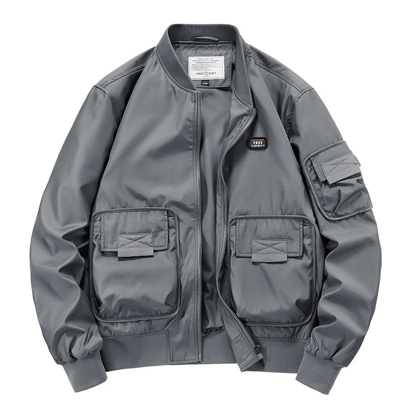 Herren leichter Nylon-Bomber mit Utility‑Taschen, Ärmel‑Organizer und geripptem Saum Drune