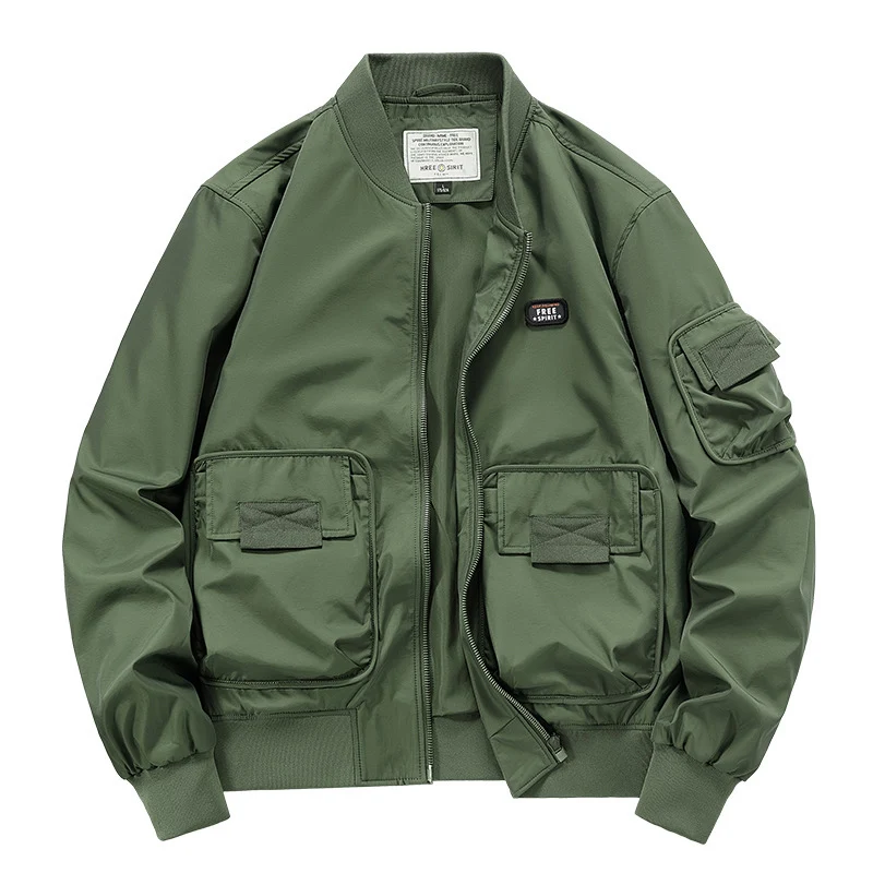 Herren leichter Nylon-Bomber mit Utility‑Taschen, Ärmel‑Organizer und geripptem Saum Drune