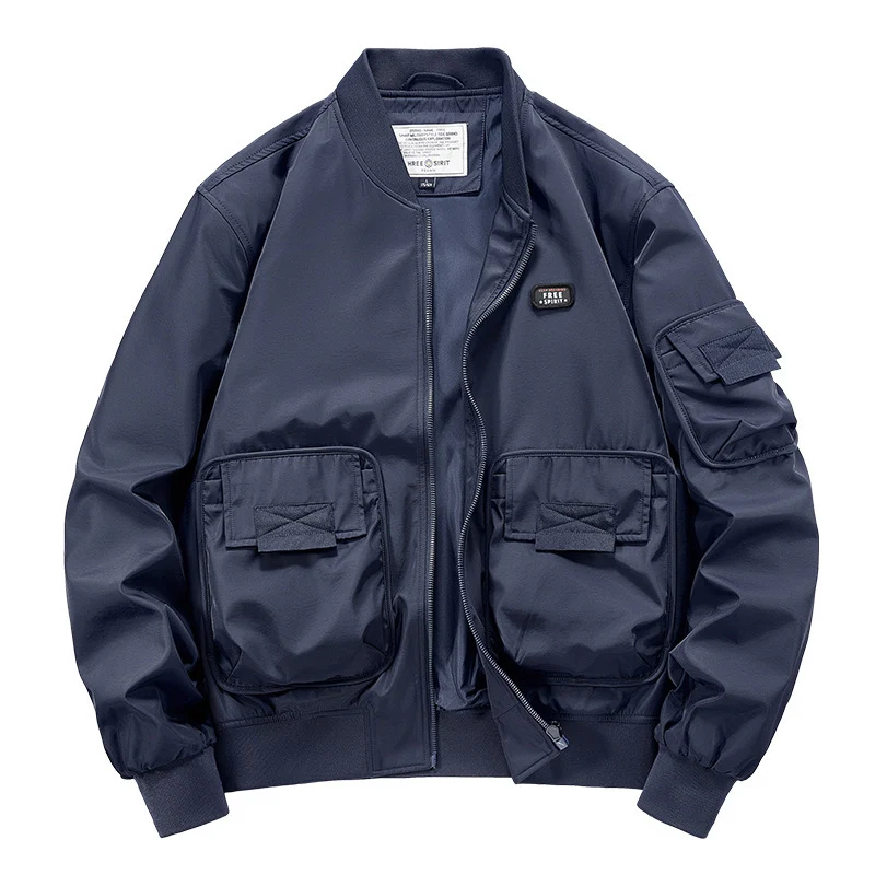 Herren leichter Nylon-Bomber mit Utility‑Taschen, Ärmel‑Organizer und geripptem Saum Drune
