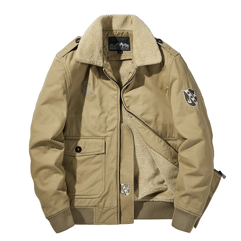 Herren Multifunktions-Pilotenjacke mit Sherpa-Futter, gesteppter Innenlage und aufgesetzten Pattentaschen Drune