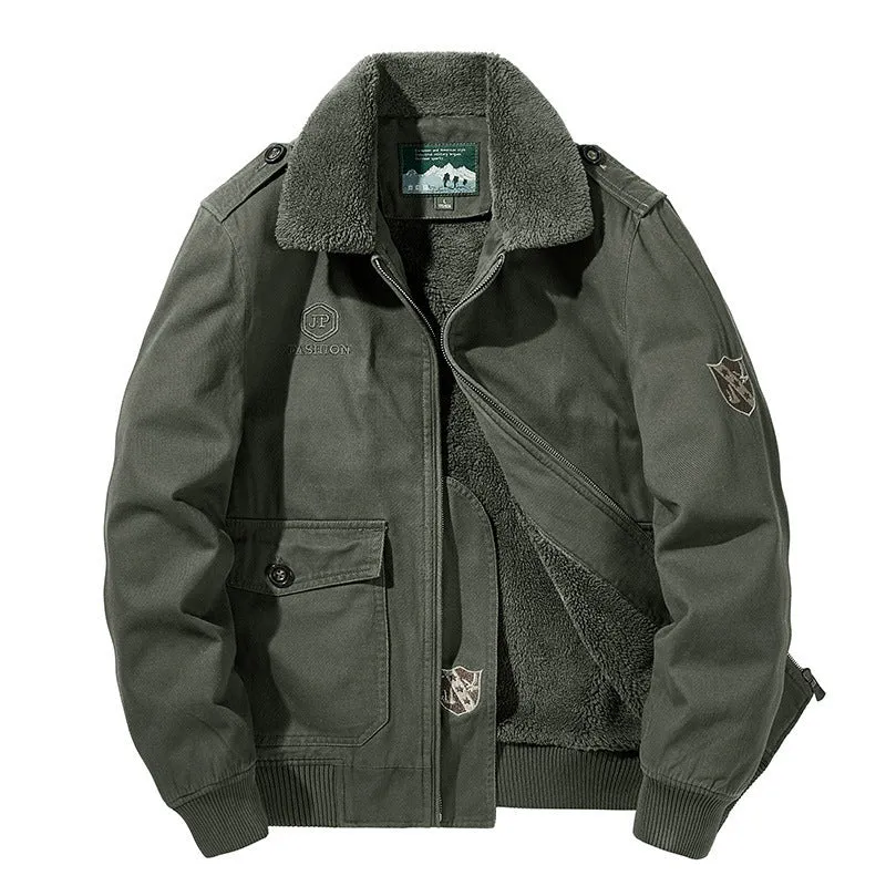 Herren Multifunktions-Pilotenjacke mit Sherpa-Futter, gesteppter Innenlage und aufgesetzten Pattentaschen Drune