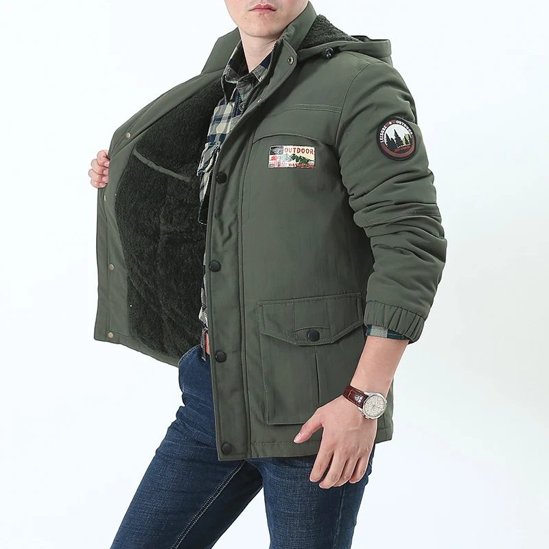 Herren Multifunktionaler Winterparka mit Teddyfleece-Kapuze und Mehrfach-Taschensystem Drune