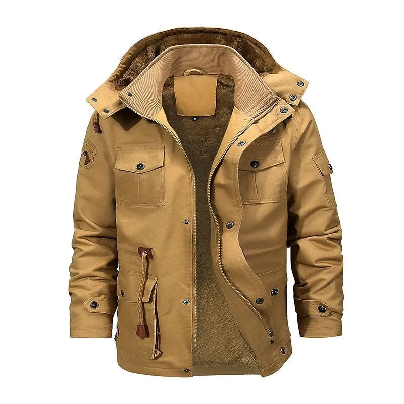 Herren Multifunktionaler Canvas-Zwischenlagenparka mit Teddyfleece-Innenlage und Utility-Taschen Drune