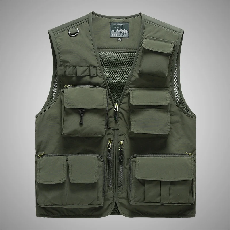 Herren multifunktionale Utility‑Weste mit vielen Taschen und Mesh‑Rücken Drune