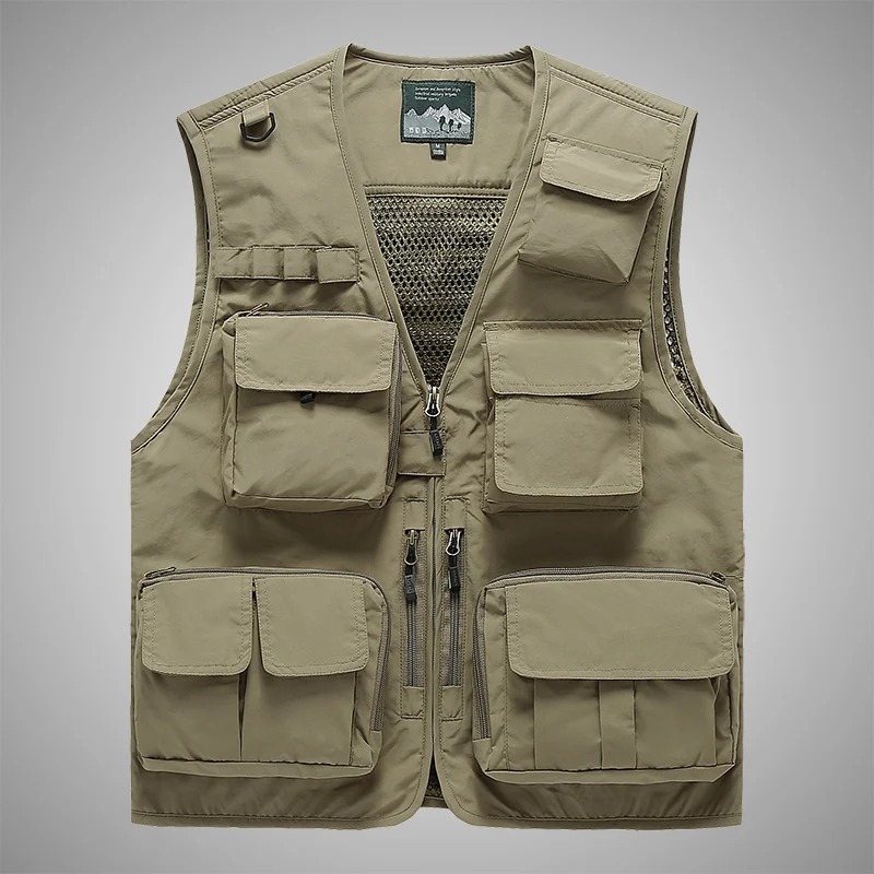 Herren multifunktionale Utility‑Weste mit vielen Taschen und Mesh‑Rücken Drune