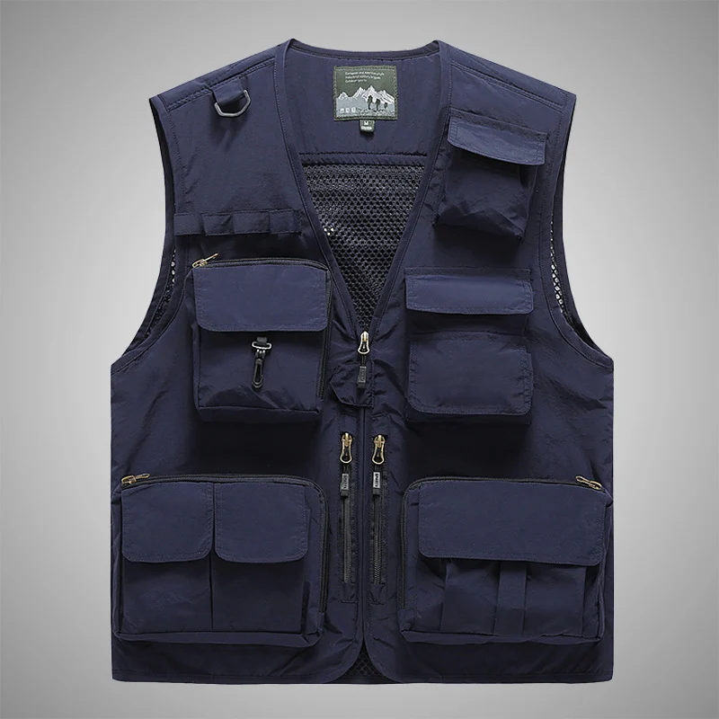 Herren multifunktionale Utility‑Weste mit vielen Taschen und Mesh‑Rücken Drune