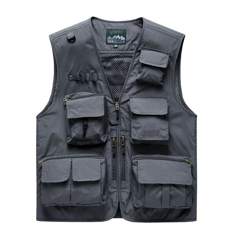 Herren multifunktionale Utility‑Weste mit vielen Taschen und Mesh‑Rücken Drune