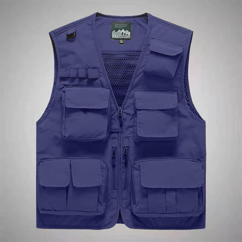 Herren multifunktionale Utility‑Weste mit vielen Taschen und Mesh‑Rücken Drune