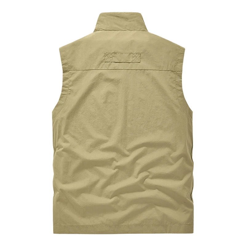 Herren multifunktionale Utility-Weste mit Mesh-Futter, Stehkragen und Mehrfachtaschen Drune