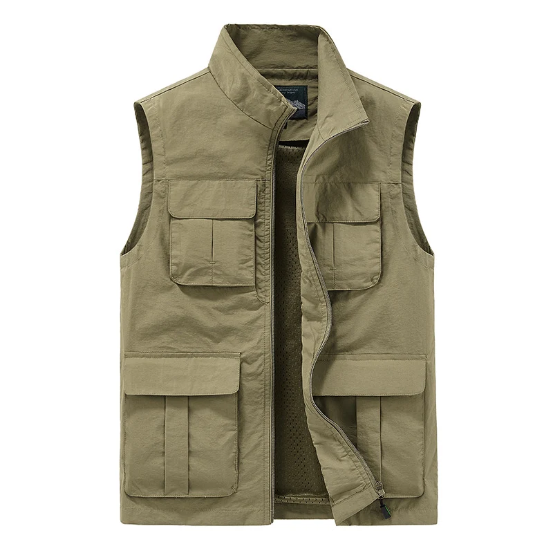 Herren Multifunktionale Utility-Weste mit Mehrfachtaschen und Mesh-Innenfutter Drune