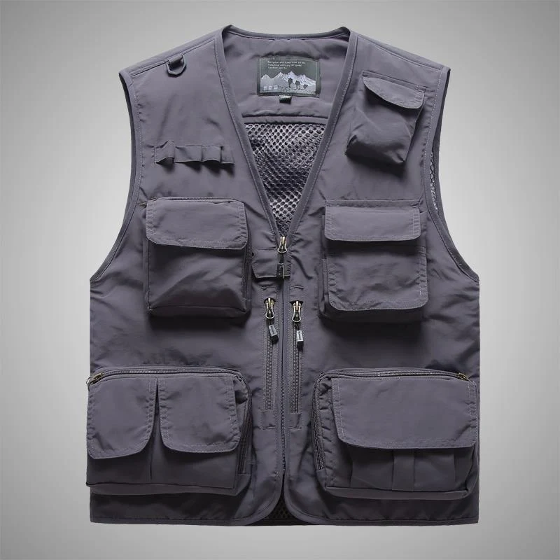 Herren Multifunktionale Utility-Weste mit Mehrfachtaschen und Mesh-Innenfutter Drune