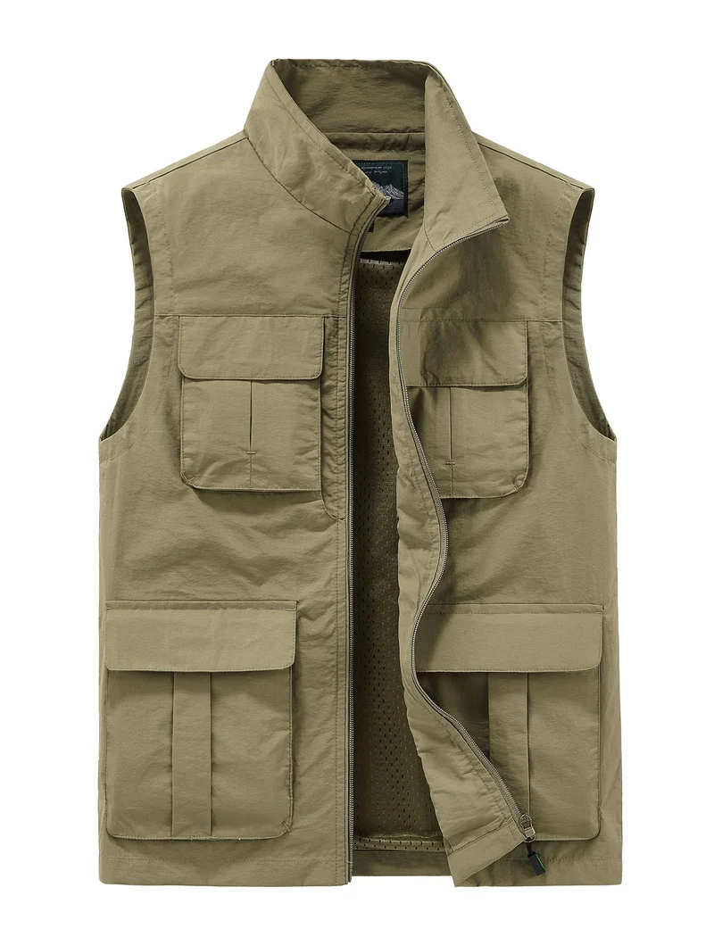 Herren Multifunktionale Utility-Weste mit Mehrfachtaschen und Mesh-Innenfutter Drune