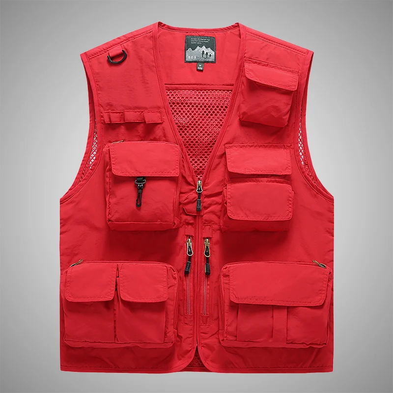 Herren Multifunktionale Utility-Weste mit Mehrfachtaschen und Mesh-Innenfutter Drune