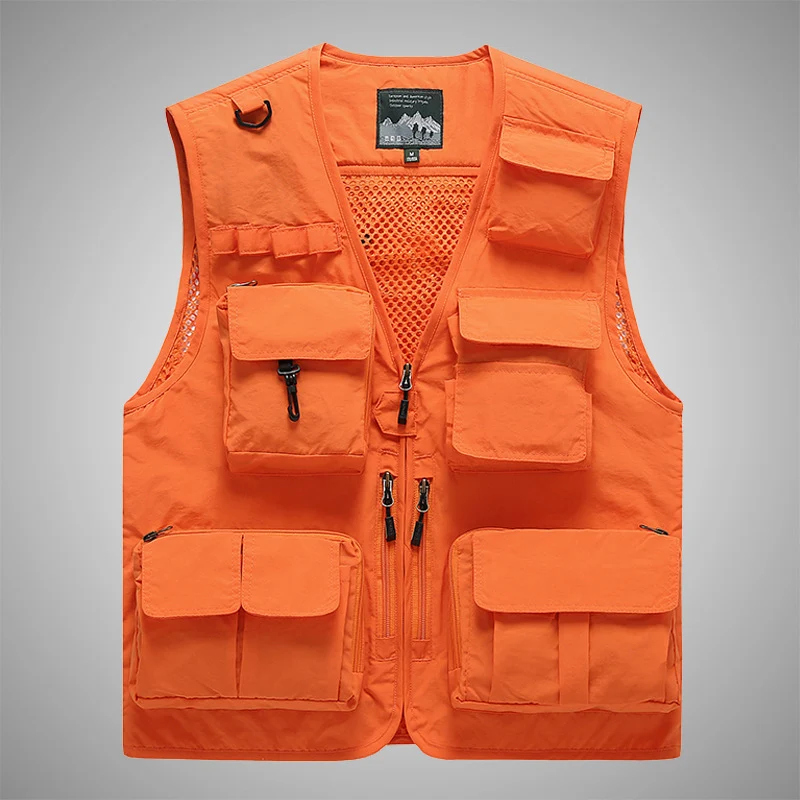 Herren Multifunktionale Utility-Weste mit Mehrfach-Taschen, Mesh‑Futter und Reißverschlussfront Drune
