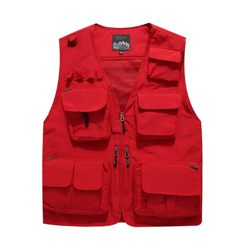 Herren Multifunktionale Utility-Weste mit Mehrfach-Taschen, Mesh‑Futter und Reißverschlussfront Drune