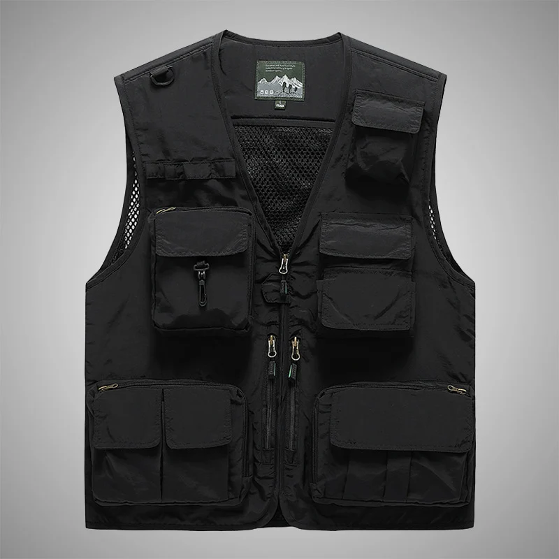 Herren Multifunktionale Utility-Weste mit Mehrfach-Taschen, Mesh‑Futter und Reißverschlussfront Drune