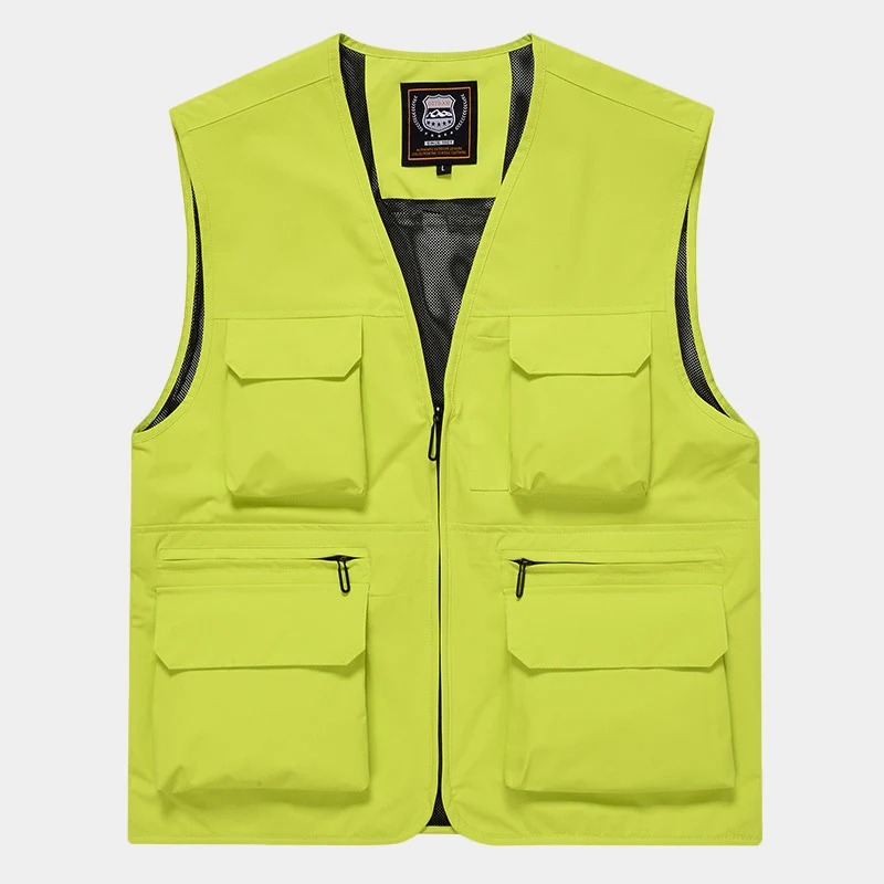 Herren Multifunktionale Utility‑Weste aus technischem Canvas mit Mesh‑Futter und Frontreißverschluss Drune