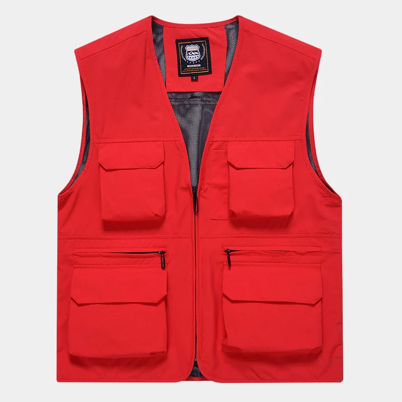 Herren Multifunktionale Utility‑Weste aus technischem Canvas mit Mesh‑Futter und Frontreißverschluss Drune