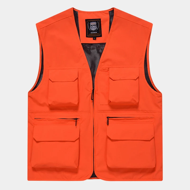 Herren Multifunktionale Utility‑Weste aus technischem Canvas mit Mesh‑Futter und Frontreißverschluss Drune
