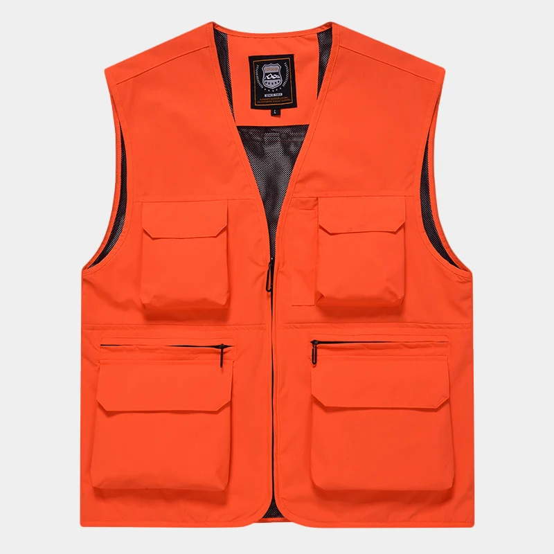 Herren Multifunktionale Utility‑Weste aus technischem Canvas mit Mesh‑Futter und Frontreißverschluss Drune
