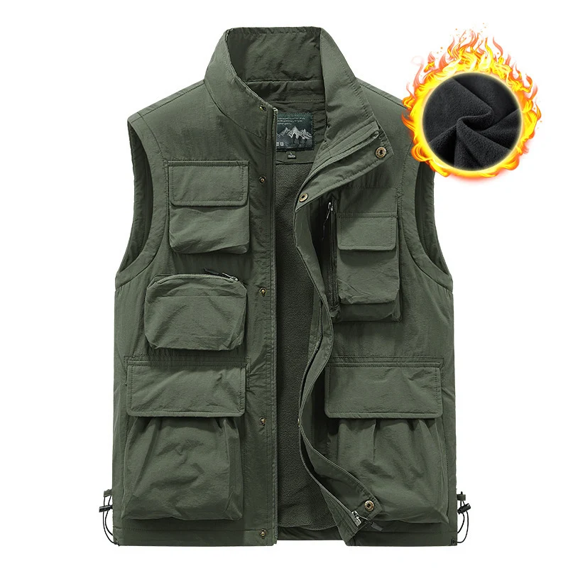 Herren multifunktionale Outdoorweste mit Teddyfleece-Innenfutter und zahlreichen Taschen Drune