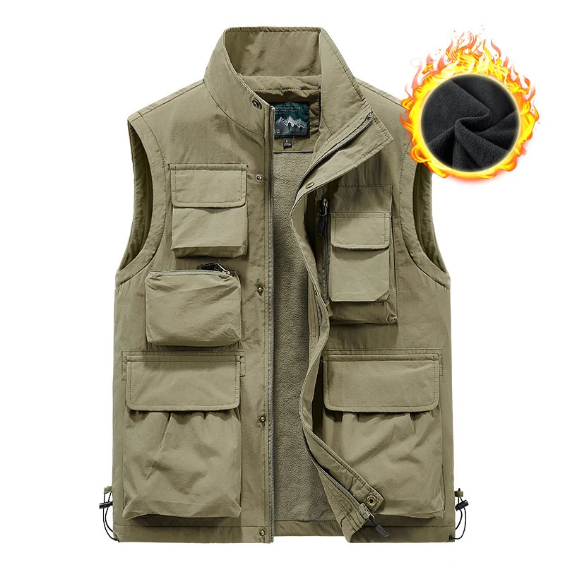 Herren multifunktionale Outdoorweste mit Teddyfleece-Innenfutter und zahlreichen Taschen Drune