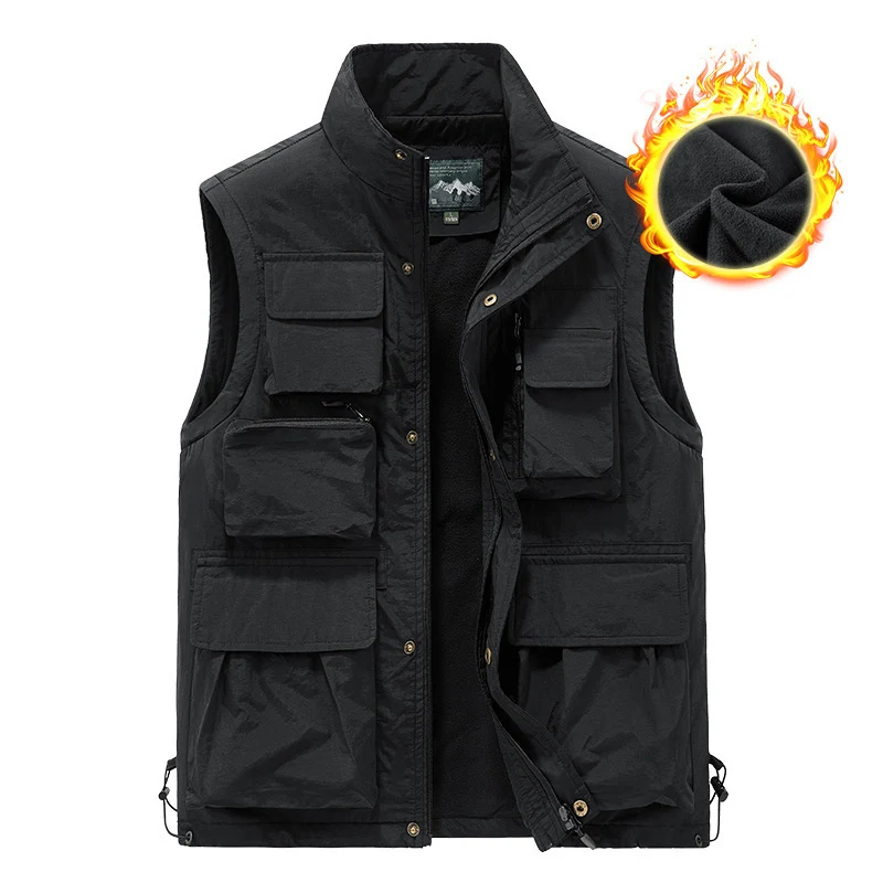Herren multifunktionale Outdoorweste mit Teddyfleece-Innenfutter und zahlreichen Taschen Drune