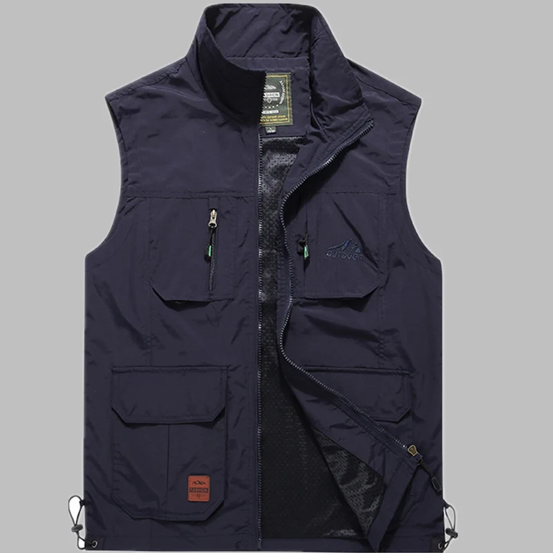 Herren multifunktionale Outdoor‑Utility‑Weste mit Reißverschluss, Mehrfachtaschen und atmungsaktivem Meshfutter Drune