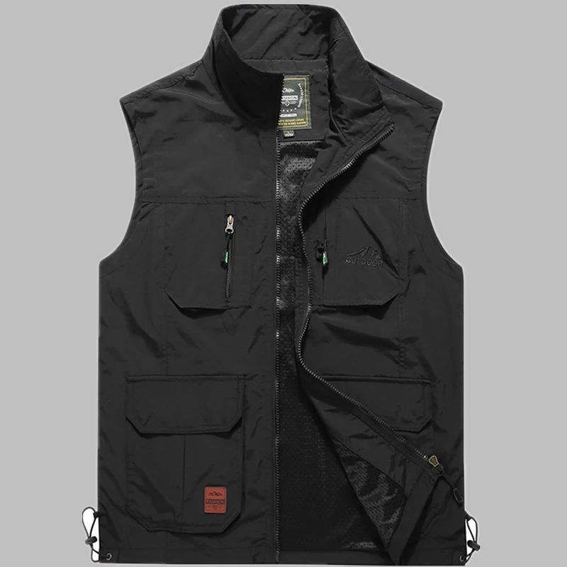 Herren multifunktionale Outdoor‑Utility‑Weste mit Reißverschluss, Mehrfachtaschen und atmungsaktivem Meshfutter Drune