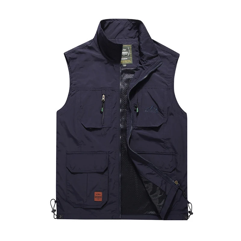 Herren multifunktionale Outdoor‑Utility‑Weste mit Reißverschluss, Mehrfachtaschen und atmungsaktivem Meshfutter Drune