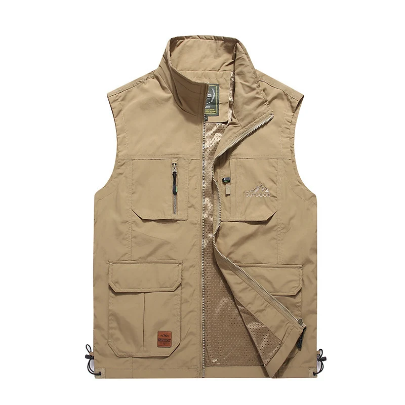 Herren multifunktionale Outdoor‑Utility‑Weste mit Reißverschluss, Mehrfachtaschen und atmungsaktivem Meshfutter Drune